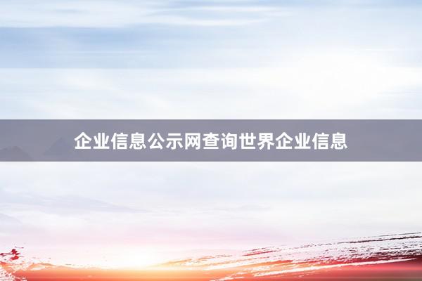 企业信息公示网查询世界企业信息